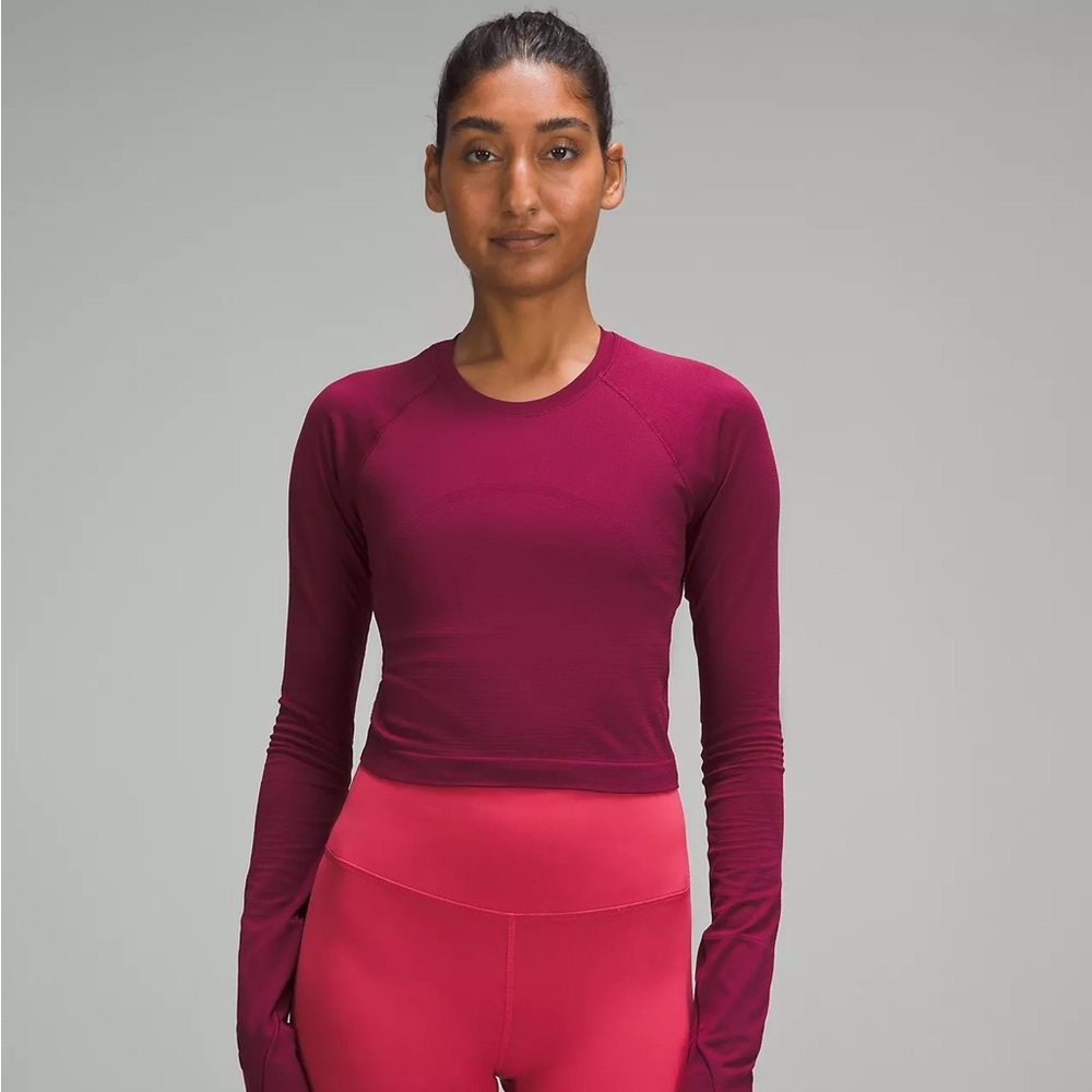 Lululemon Swiftly Tech Cropped Long-Sleeve Shirt 2.0 Deep Luxe